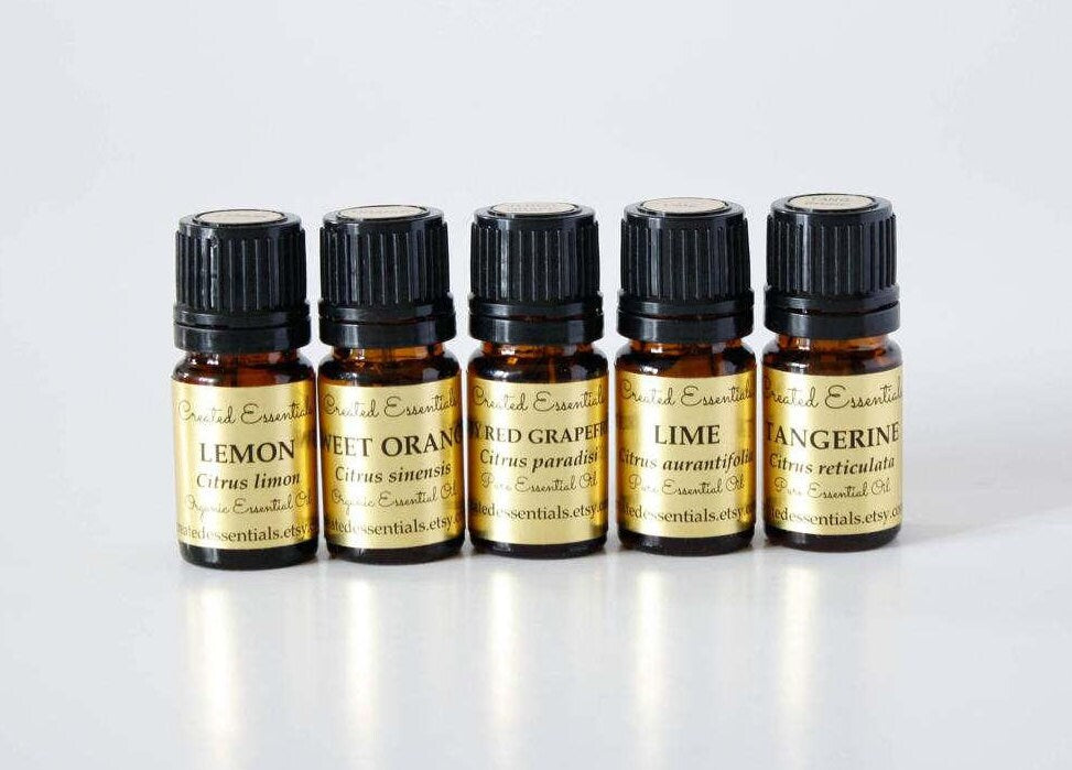 Citrus Fan Essential Oil Set | Pure Essential Oils of Lemon, White Grapefruit, Lime, Tangerine, Sweet Orange | Essential Oil Kit